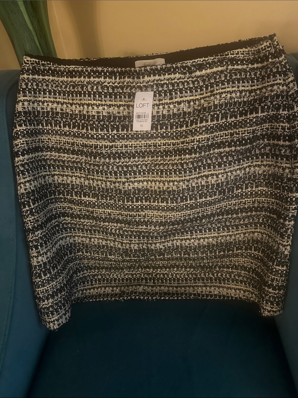 LOFT Black and White Tweed Pencil Skirt